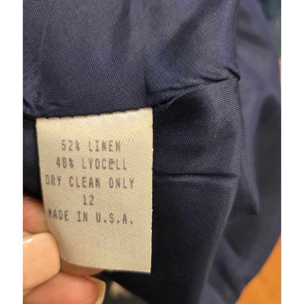 LAVANTINO Blue Denim Midi Skirt with White Stitching Size 12 - Picture 4 of 7